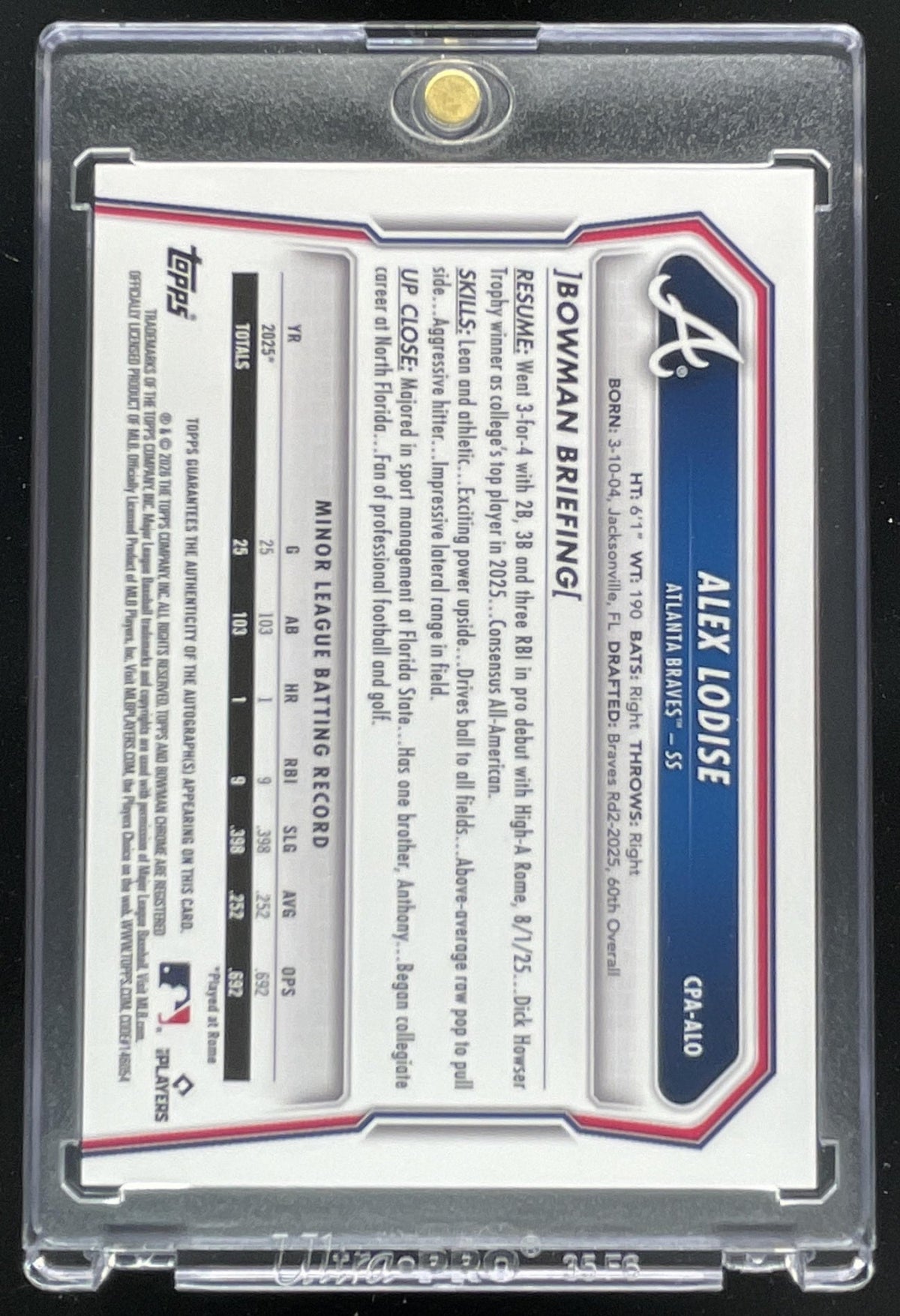 2026 Bowman Chrome Mega Box Orange Mojo Refractor #ALO Alex Lodise RC Auto /25 product image 2, provided for visual