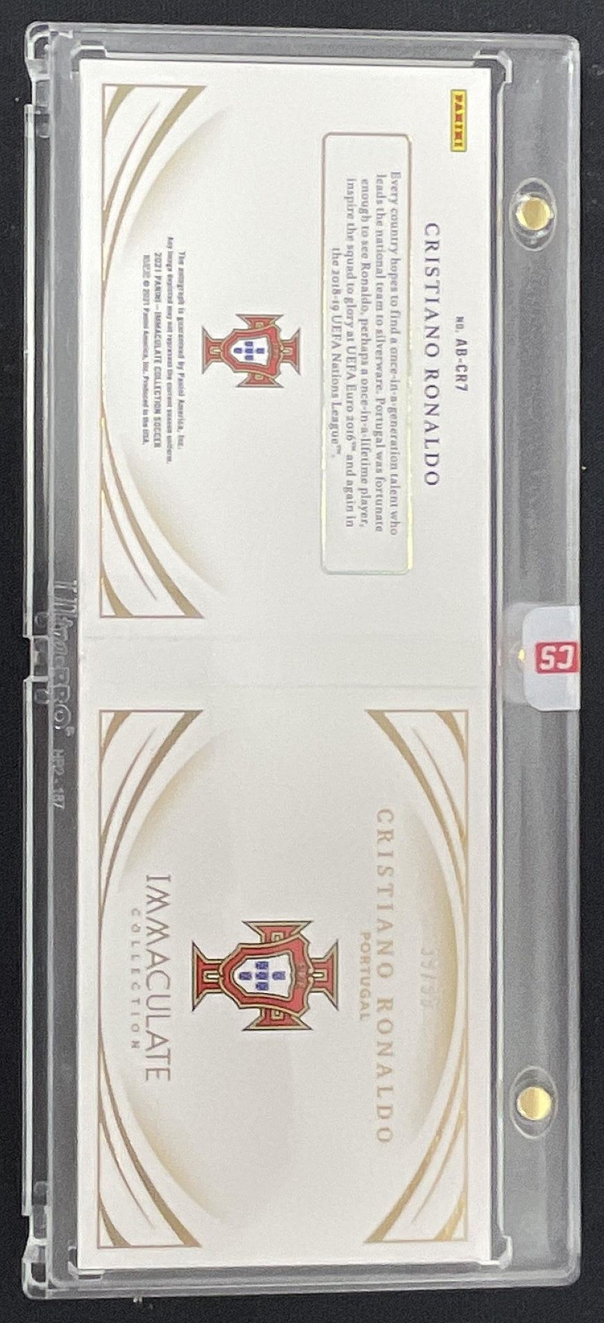 2021 Immaculate Collection Autograph Booklet #AB-CR7 Cristiano Ronaldo /99 product image 2, provided for visual reference
