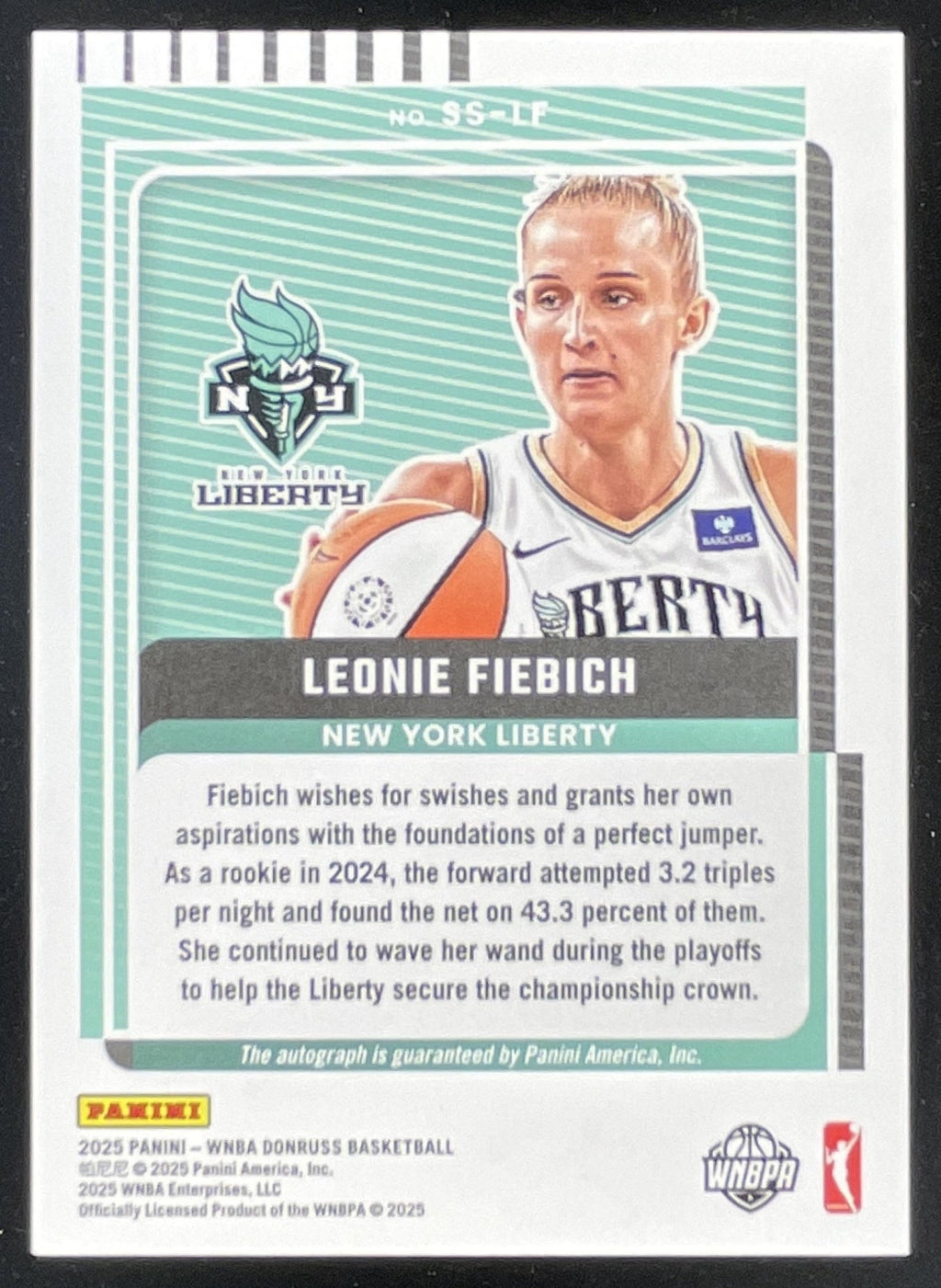 2025 Donruss WNBA Signature Series Blue Laser #SS-LF Leonie Fiebich Auto /25 product image 2, provided for visual reference
