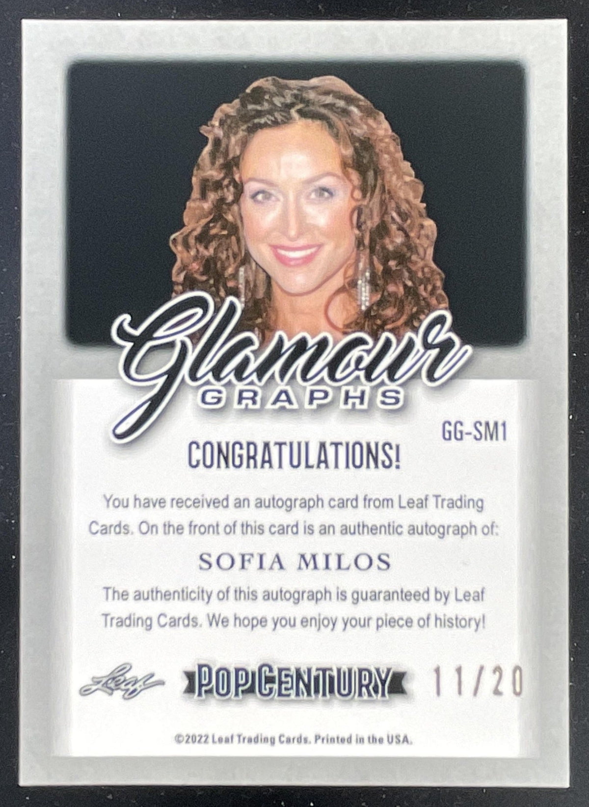 2022 Leaf Metal Pop Century Glamour Graphs Purple Wave #SM1 Sofia Milos Auto /20 product image 2, provided for visual