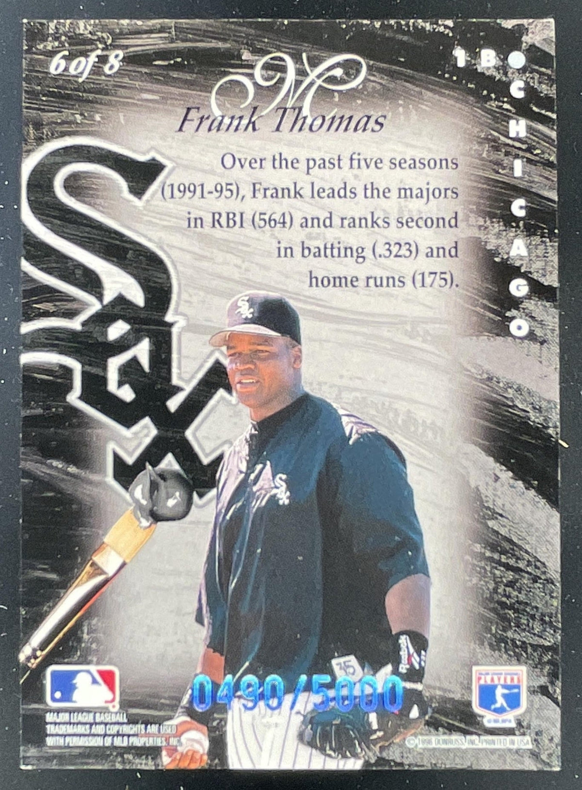 1996 Donruss Studio Masterstrokes #6 Frank Thomas /5000 product image 2, provided for visual reference and product detail