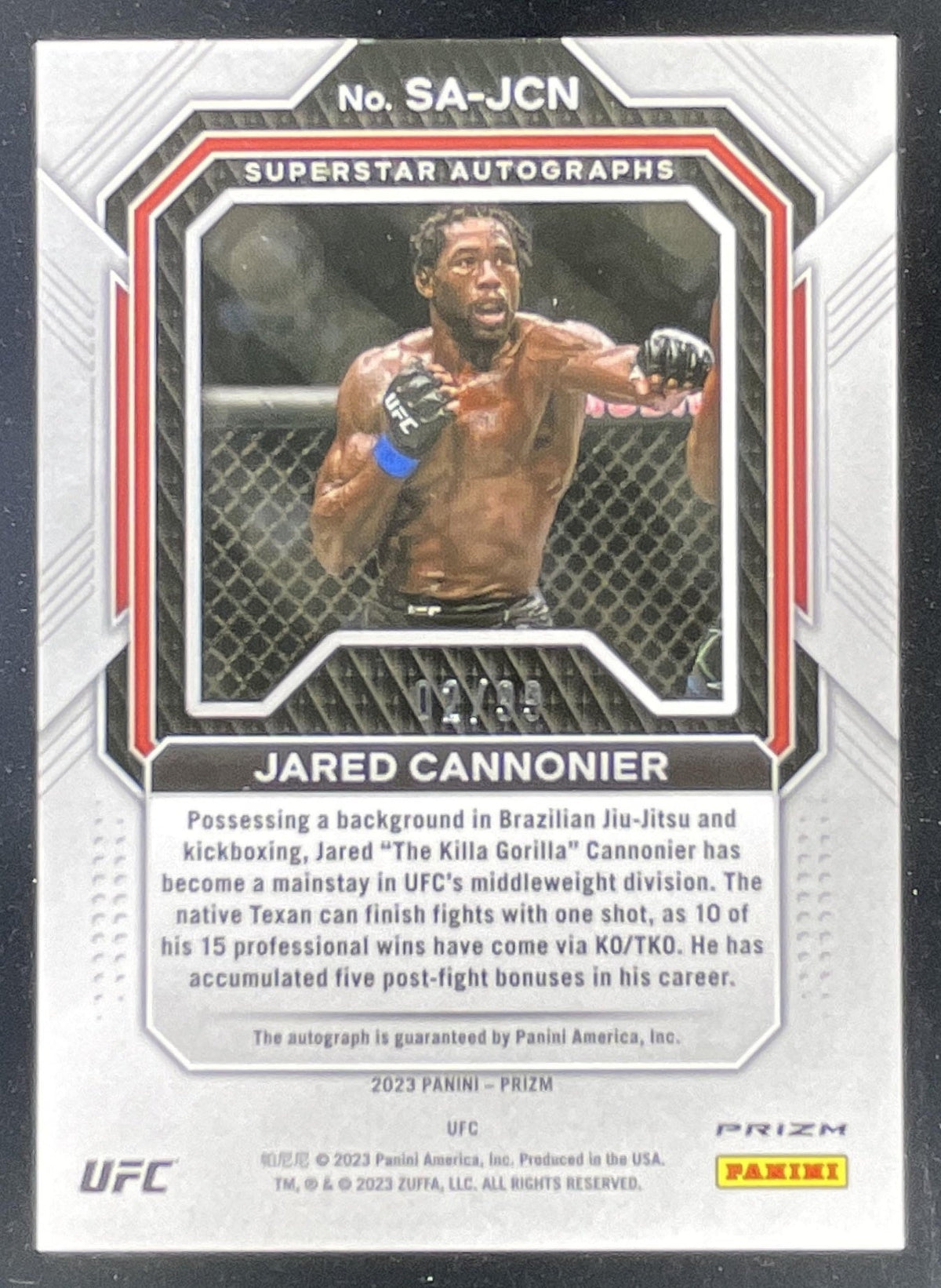 2023 Prizm UFC Superstar Red Prizms #SA-JCN Jared Cannonier /99 product image 2, provided for visual reference and product