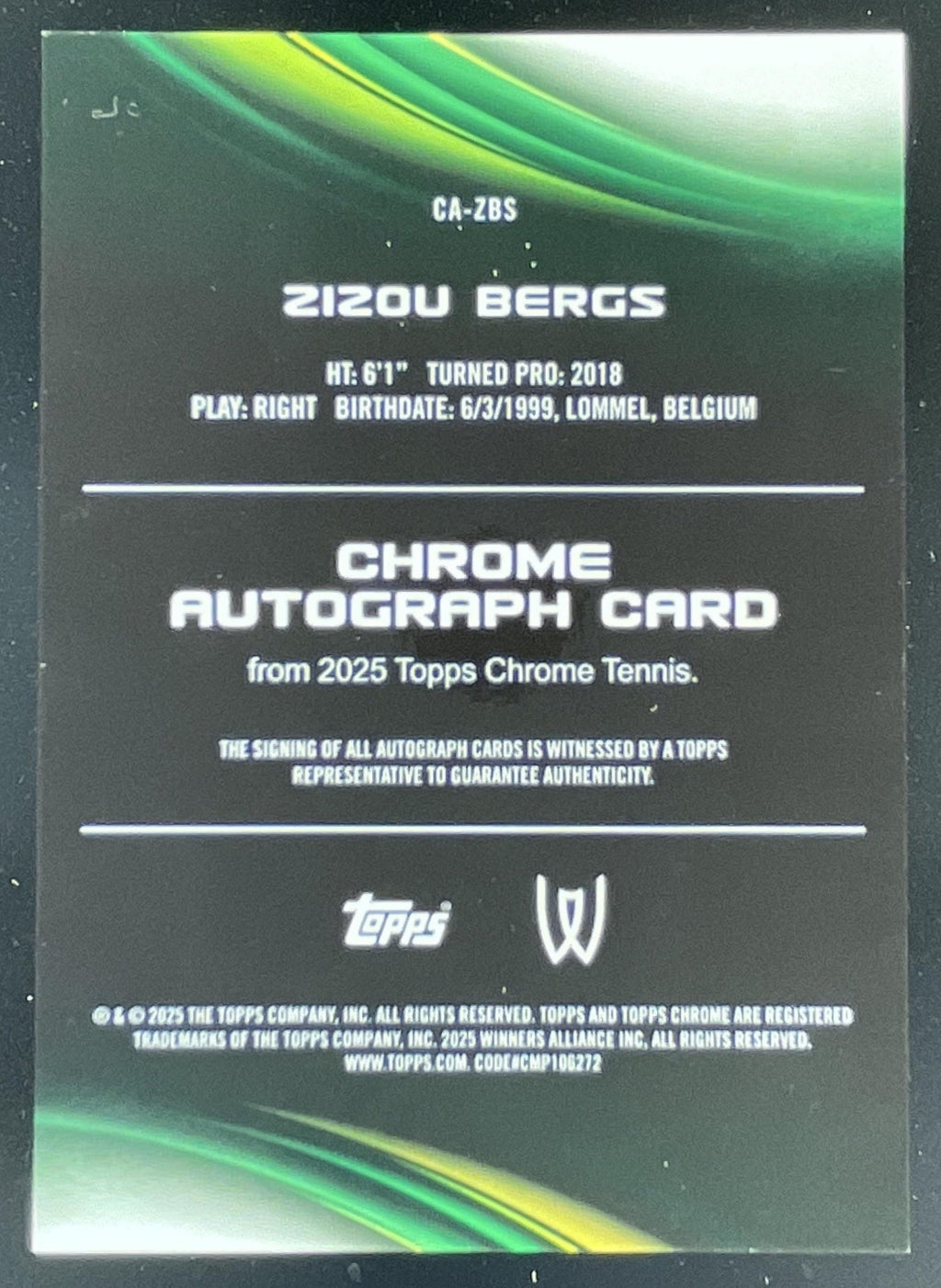 2025 Topps Chrome I Purple Geometric #CA-ZBS Zizou Bergs Auto /10 product image 2, provided for visual reference and product