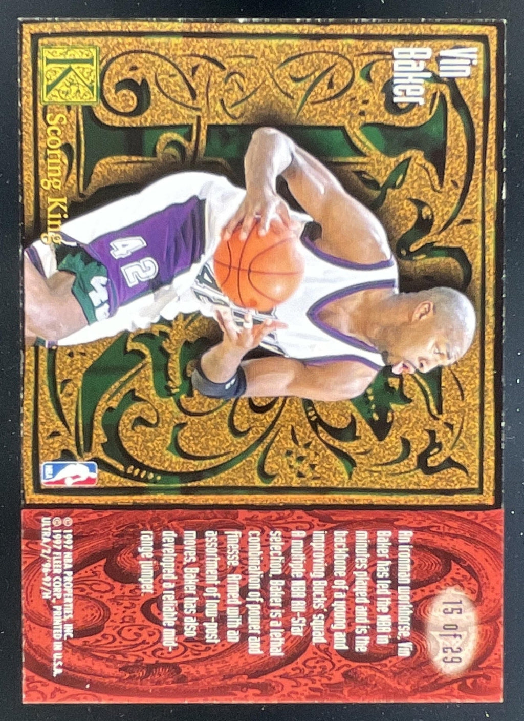 1996-97 Fleer Ultra Scoring Kings #15 Vin Baker product image 2, provided for visual reference and product detail review