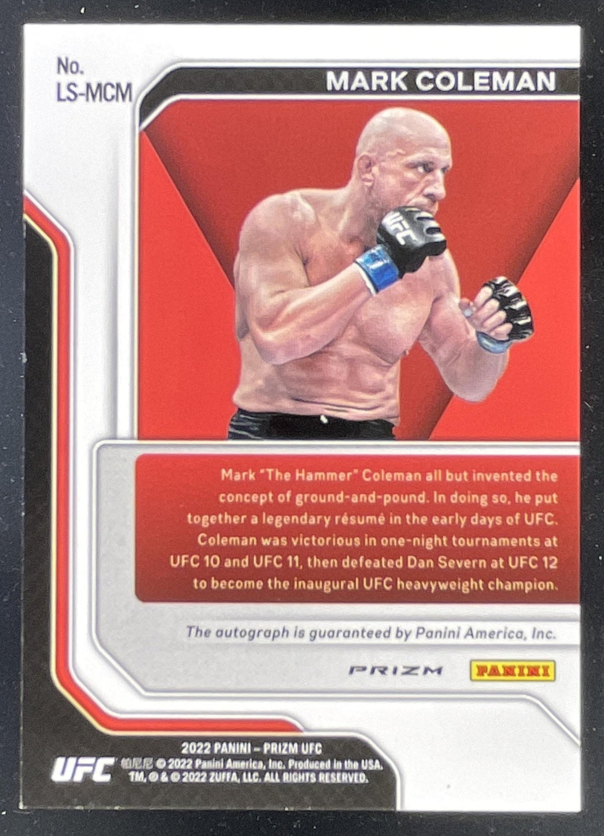 2022 Panini Prizm UFC Legendary Signatures Silver #LS-MCM Mark Coleman Auto product image 2, provided for visual reference