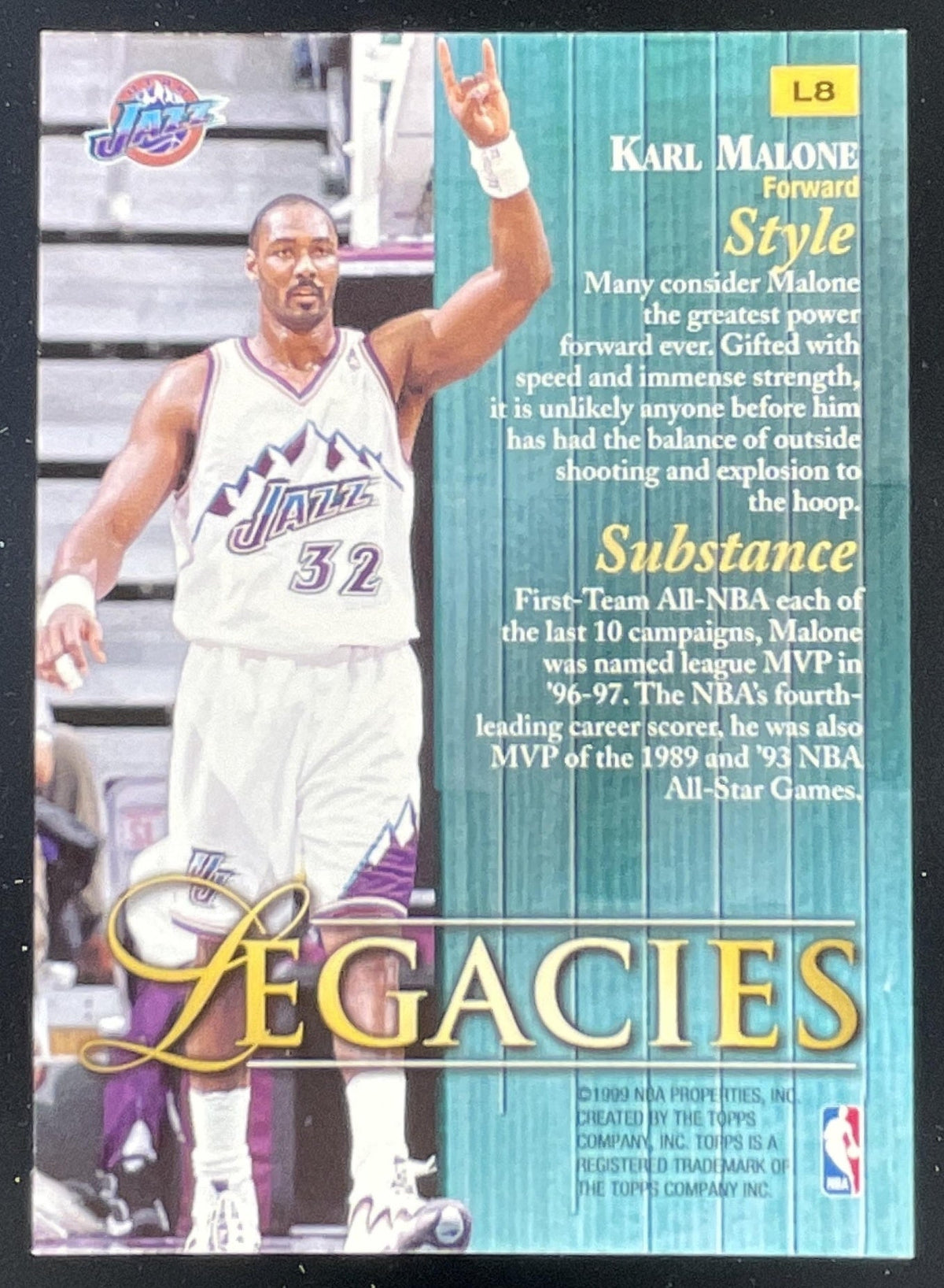 1998-99 Topps Legacies #L8 Karl Malone product image 2, provided for visual reference and product detail review