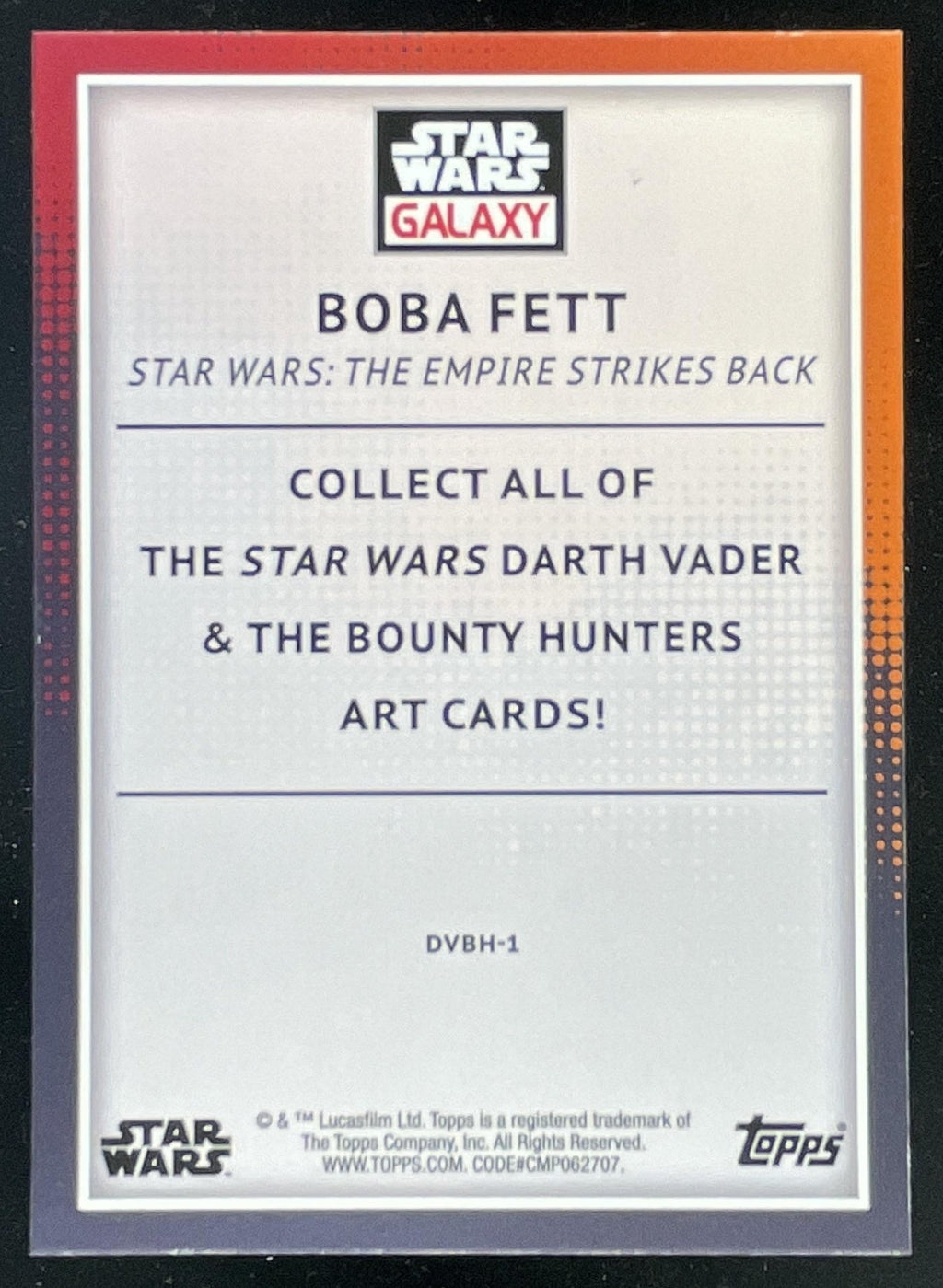 2023 Topps Chrome Star Wars Galaxy Darth Vader's Bounty Hunters #DVBH1 Boba Fett product image 2, provided for visual