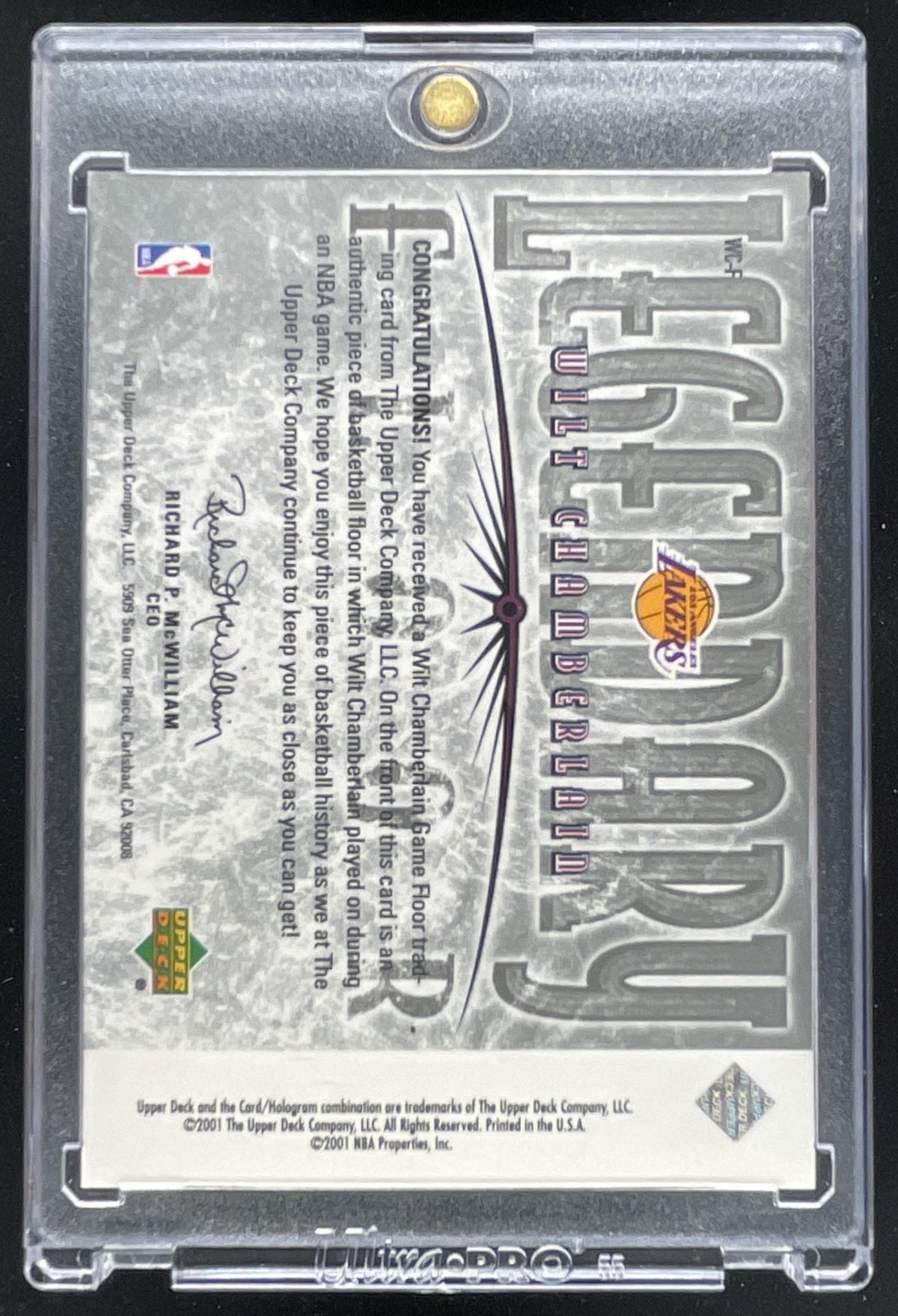 2000-01 Upper Deck Legends Legendary Floor #WC-F Wilt Chamberlain MEM product image 2, provided for visual reference and