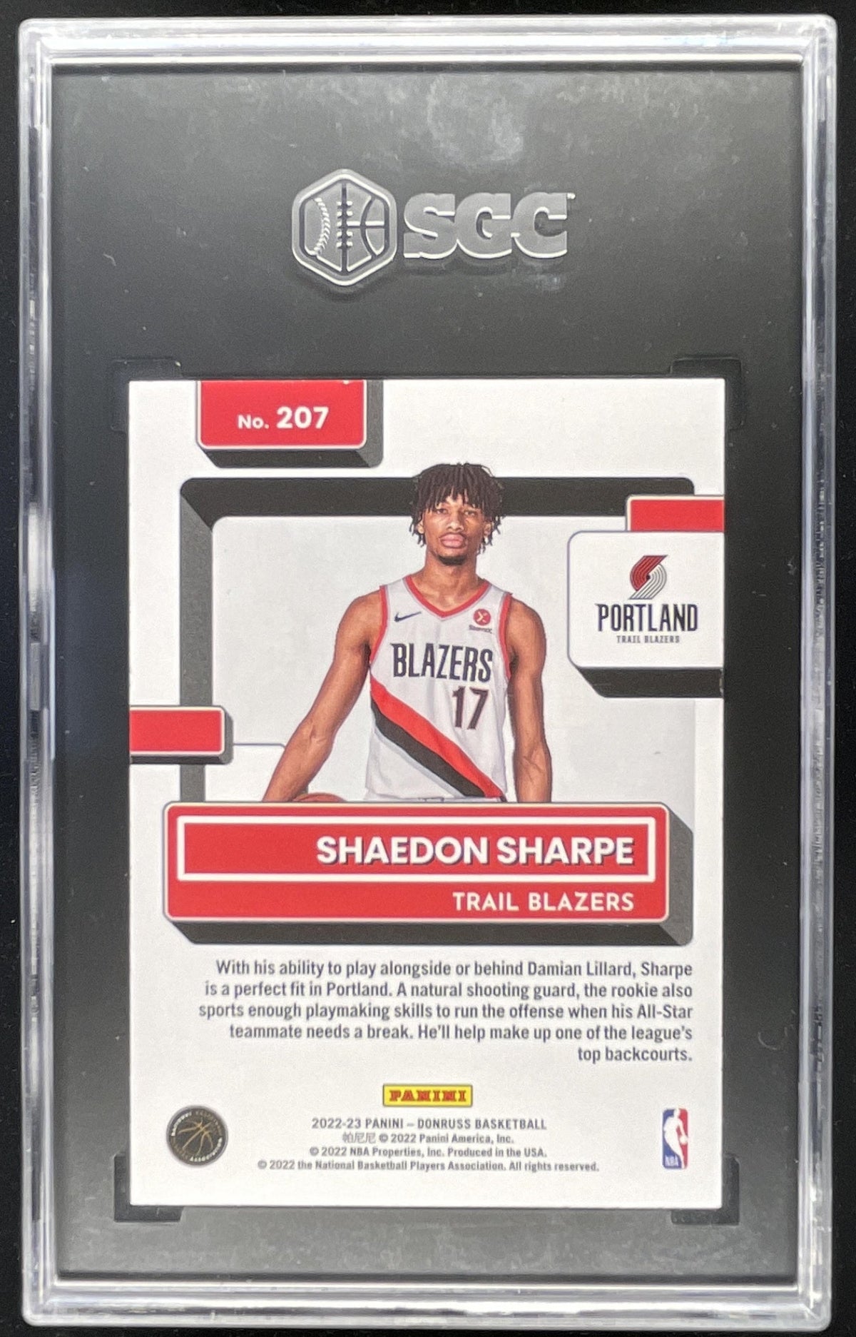 2022-23 Donruss Purple Press Proof #207 Shaedon Sharpe RC Rated /199 SGC 10 product image 2, provided for visual reference