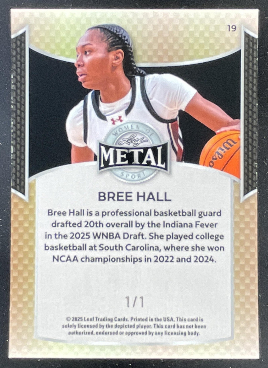 2025 Leaf Metal Women Of Sport Crystal Red #19 Bree Hall 1/1 product image 2, provided for visual reference and product