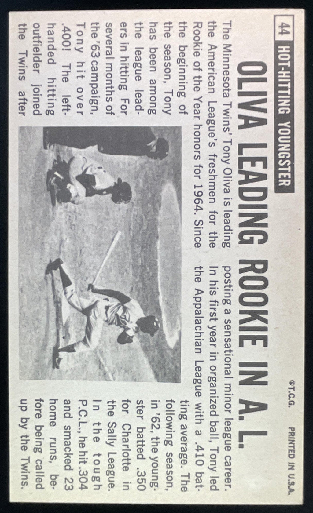 1964 Topps Giants #44 Tony Oliva product image 2, provided for visual reference and product detail review