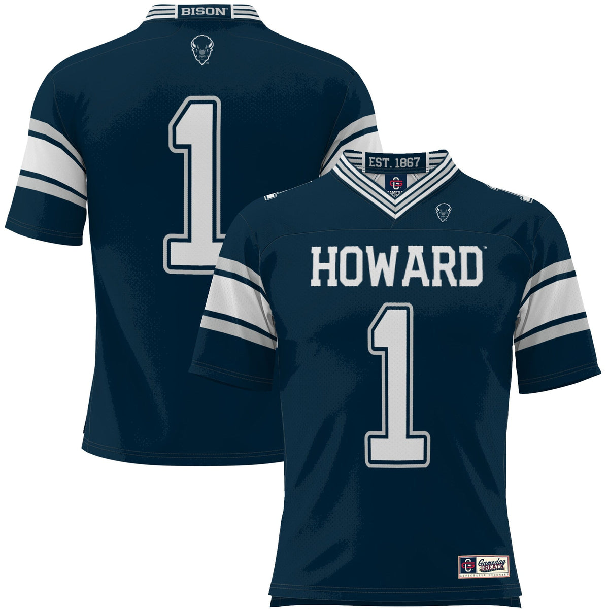#1 Howard Bison Endzone Football Jersey - Navy product image 2