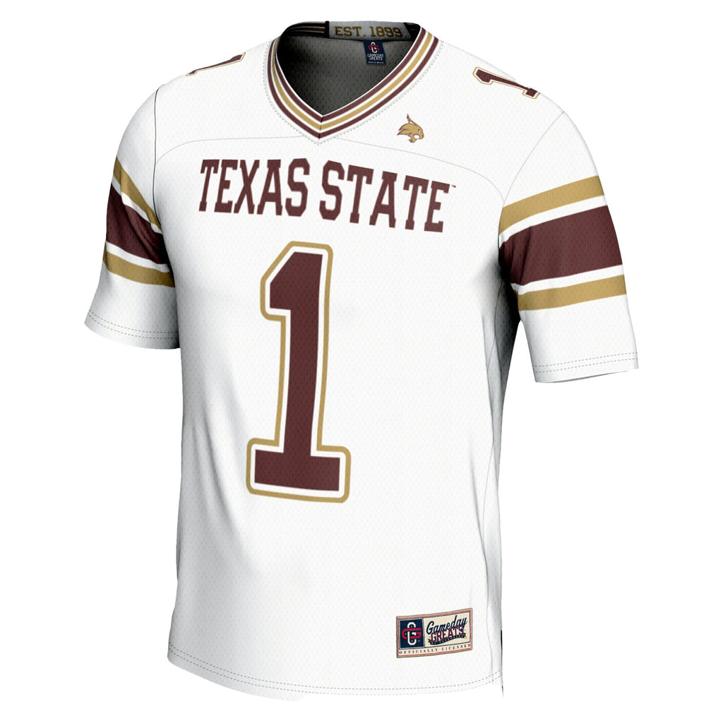 #1 Texas State Bobcats Endzone Football Jersey - White product image 3