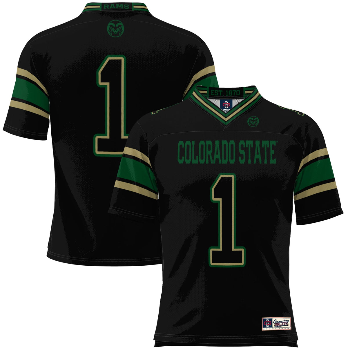 #1 Colorado State Rams Endzone Football Jersey - Black product image 2