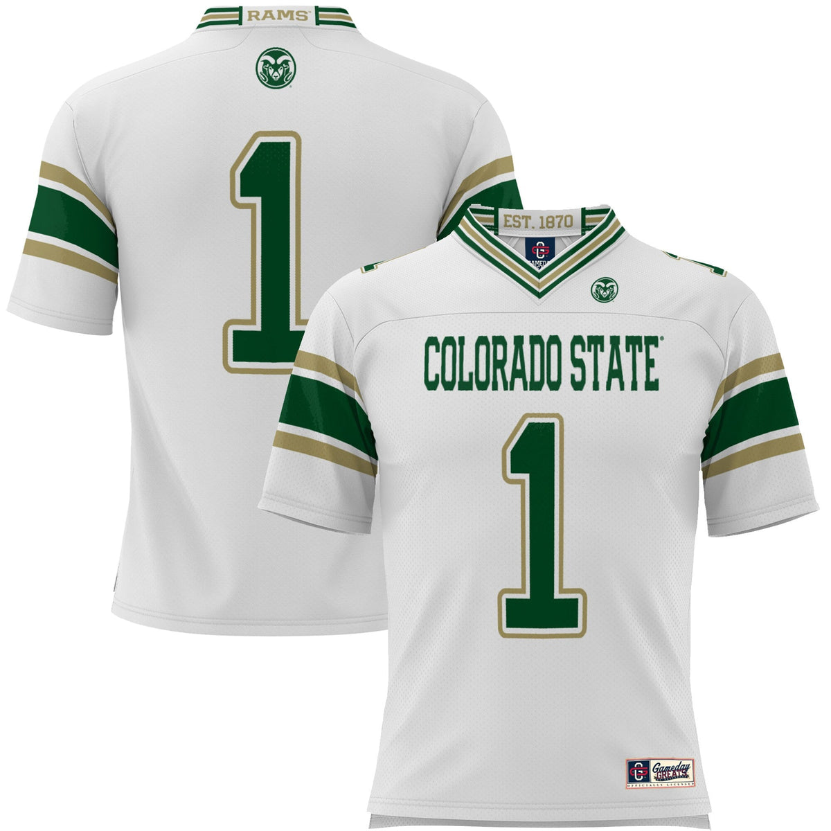 #1 Colorado State Rams Endzone Football Jersey - White product image 2