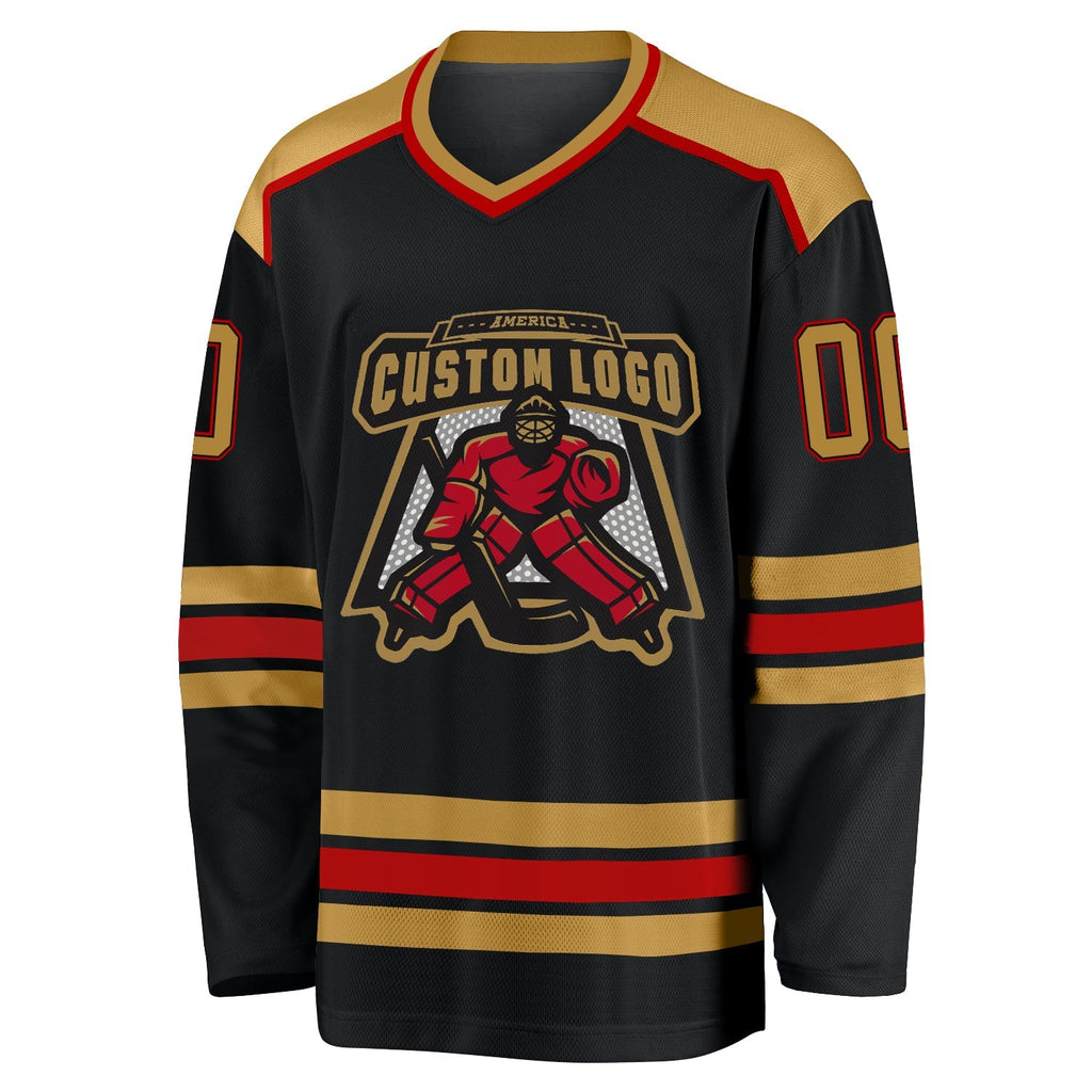Custom Hockey Jersey - Black Old Gold-Red product image 2