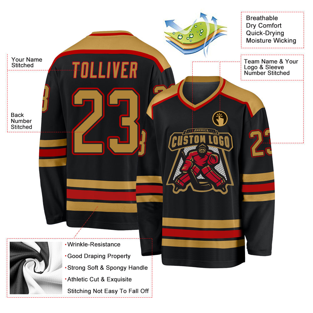 Custom Hockey Jersey - Black Old Gold-Red product image 3