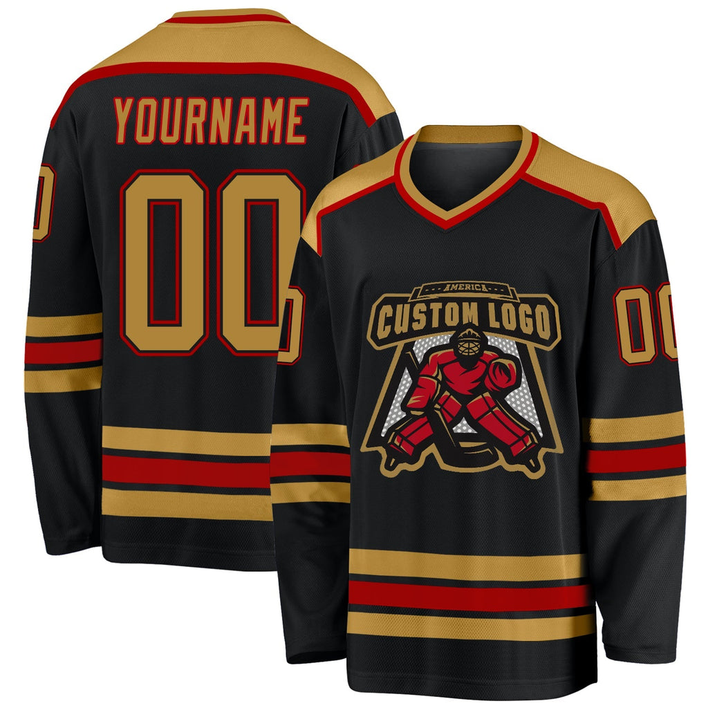 Custom Hockey Jersey - Black Old Gold-Red product image 1