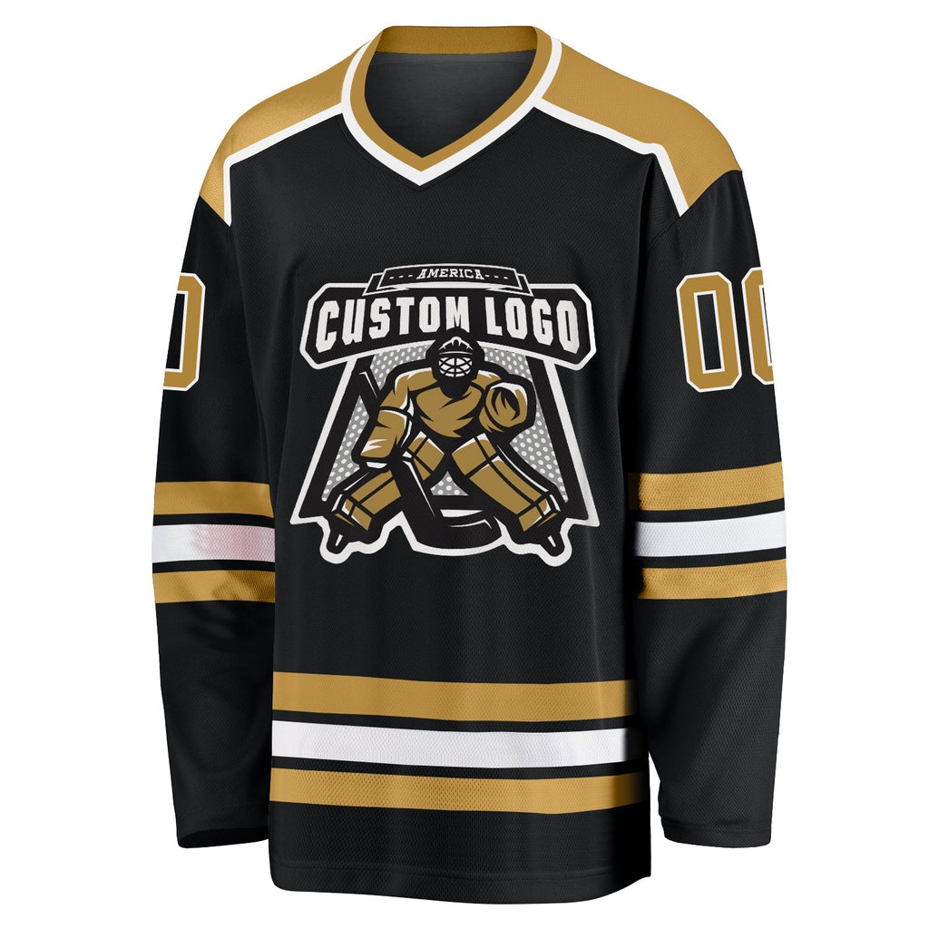 Custom Hockey Jersey - Black Old Gold-White product image 2