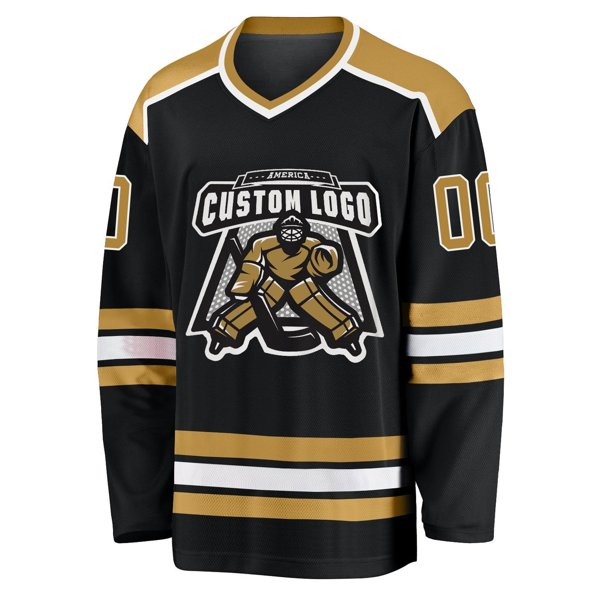 Custom Hockey Jersey - Black Old Gold-White product image 2
