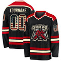 Custom Hockey Jersey - Black Vintage USA Flag Cream-Red product image 1