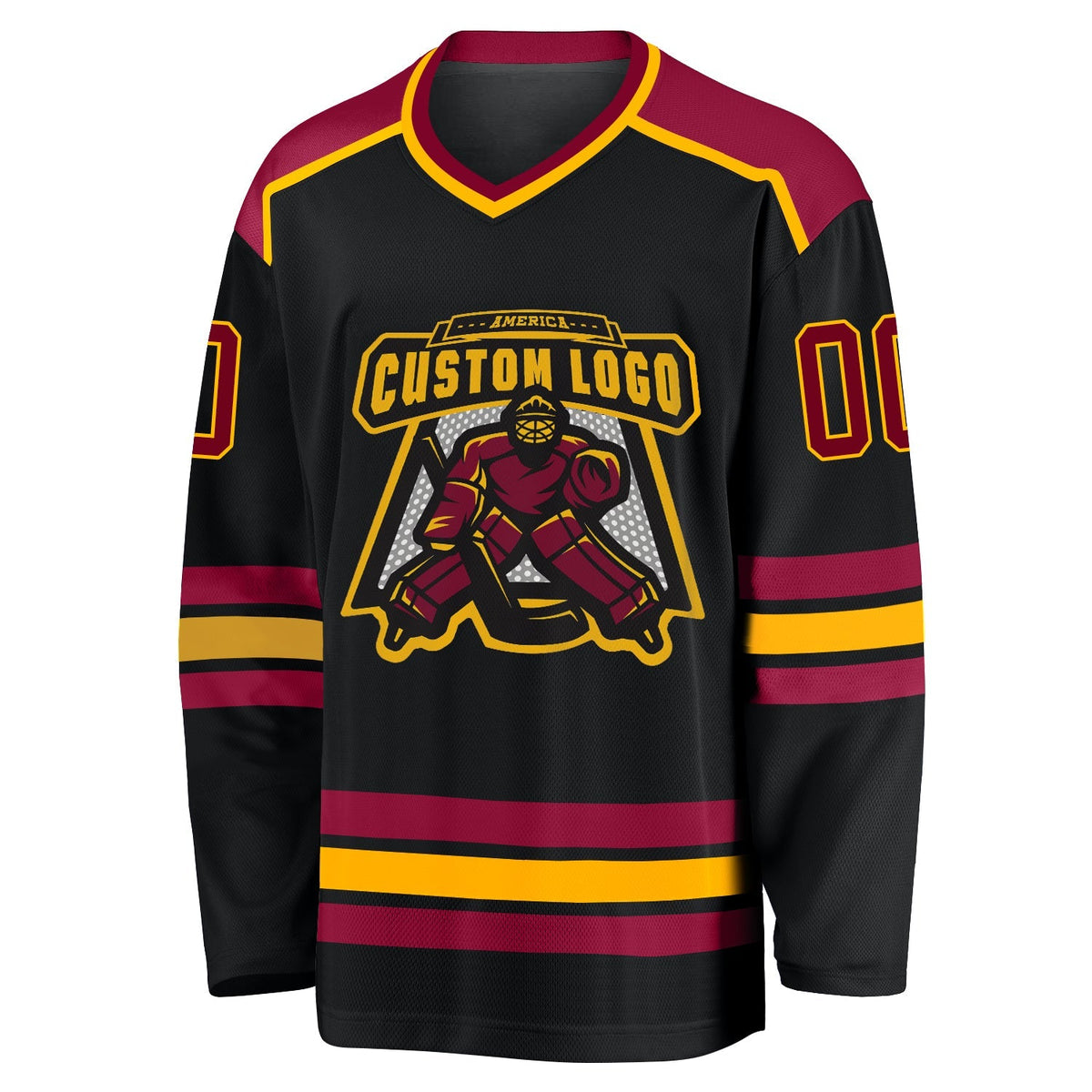 Custom Hockey Jersey - Black Maroon-Gold product image 2