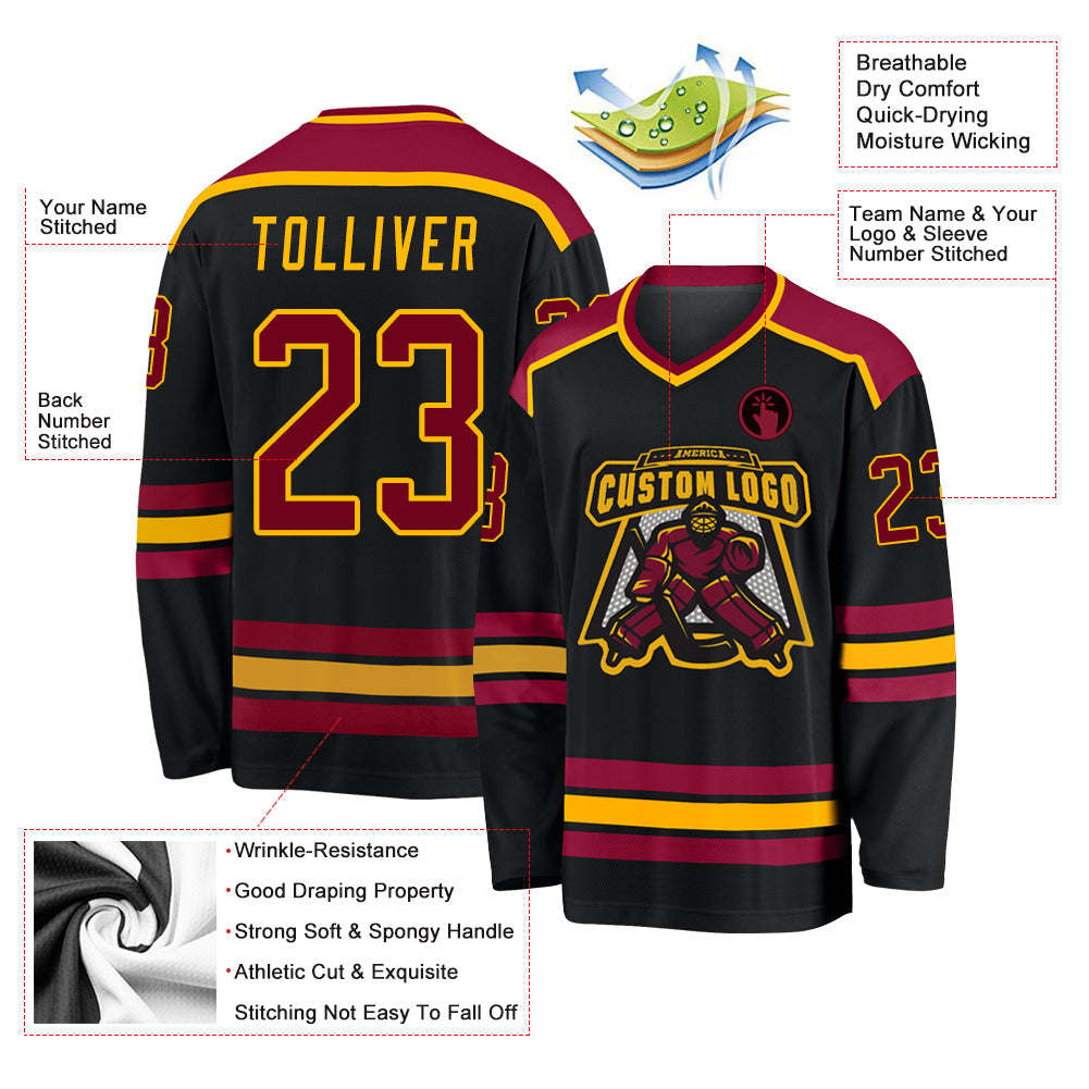 Custom Hockey Jersey - Black Maroon-Gold product image 3