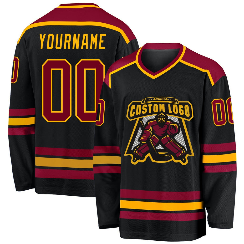 Custom Hockey Jersey - Black Maroon-Gold product image 1
