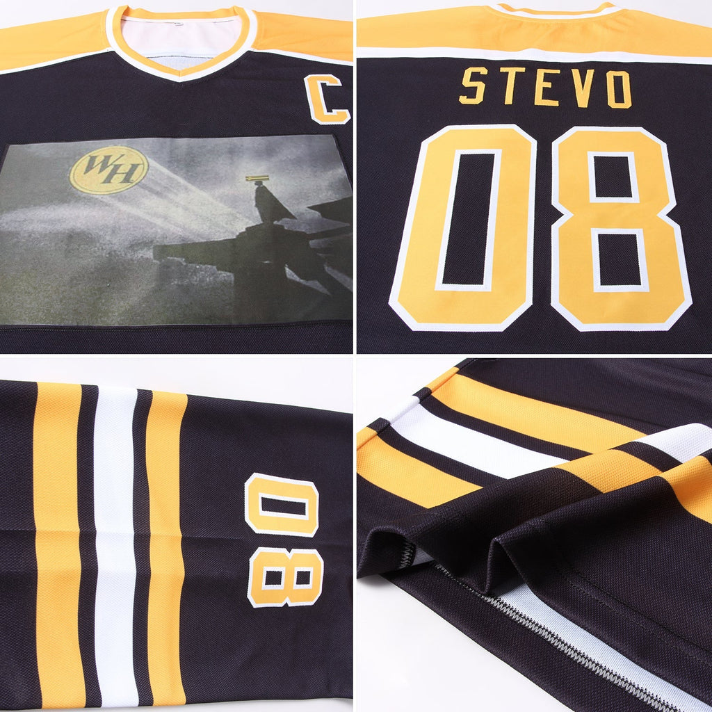 Custom Hockey Jersey - Black Gold-White product image 5