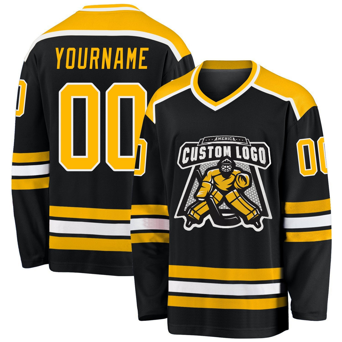 Custom Hockey Jersey - Black Gold-White product image 1