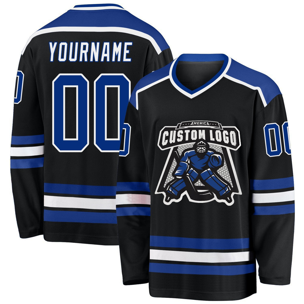 Custom Hockey Jersey - Black Royal-White product image 1