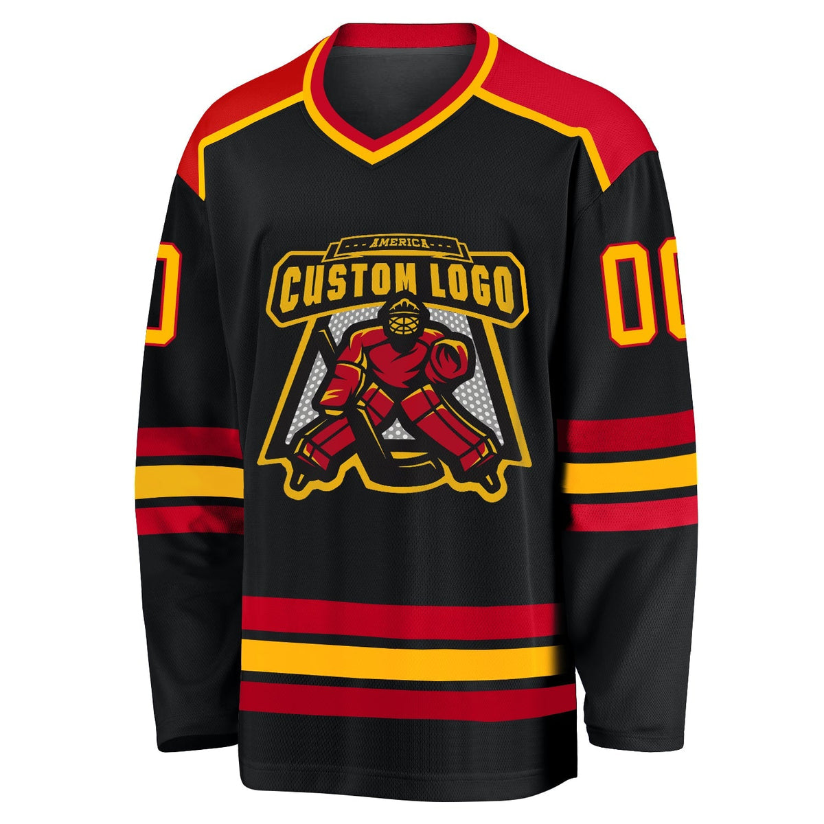 Custom Hockey Jersey - Black Gold-Red product image 2