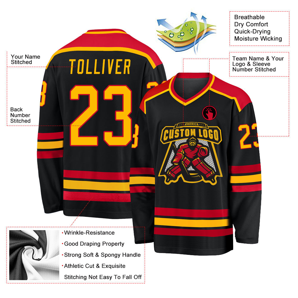 Custom Hockey Jersey - Black Gold-Red product image 3