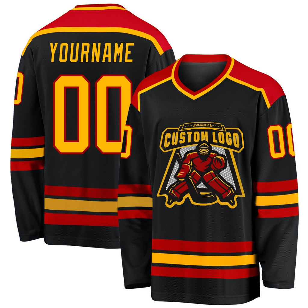 Custom Hockey Jersey - Black Gold-Red product image 1