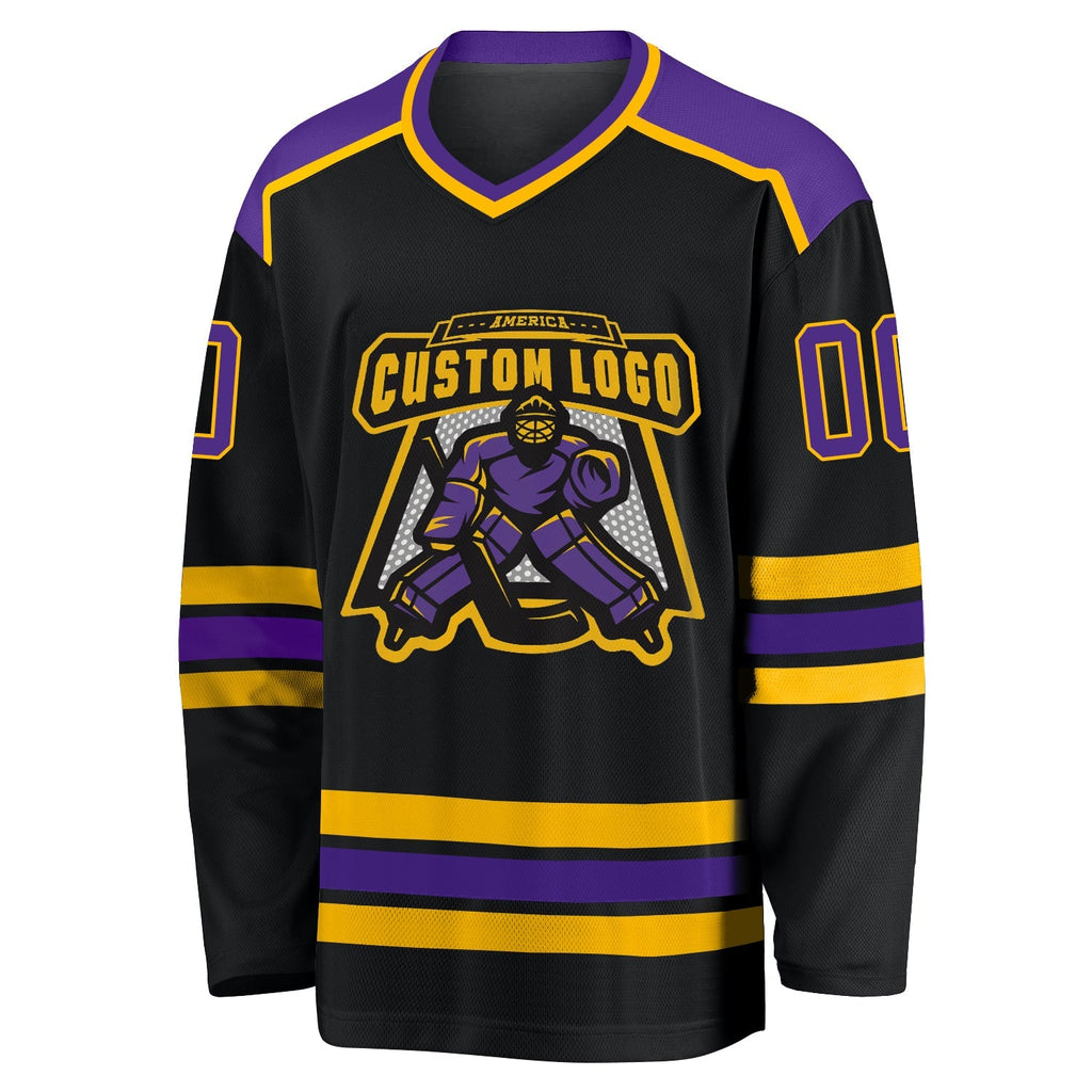 Custom Hockey Jersey - Black Purple-Gold product image 2