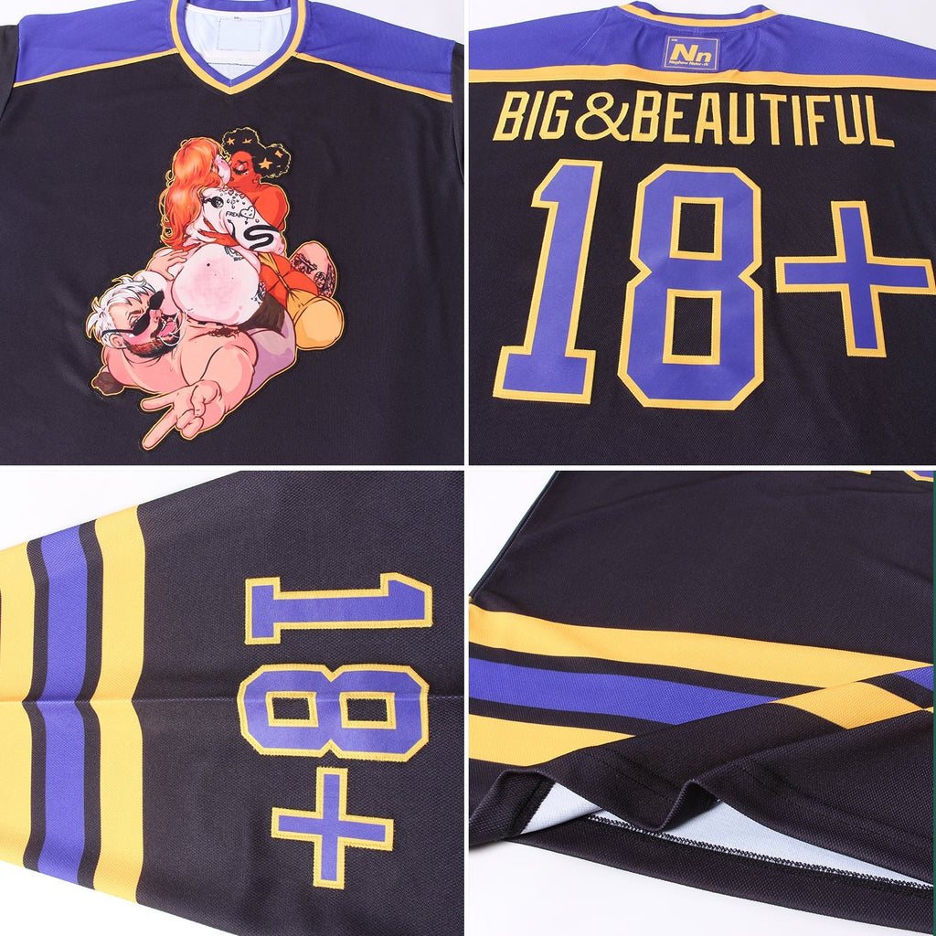 Custom Hockey Jersey - Black Purple-Gold product image 5