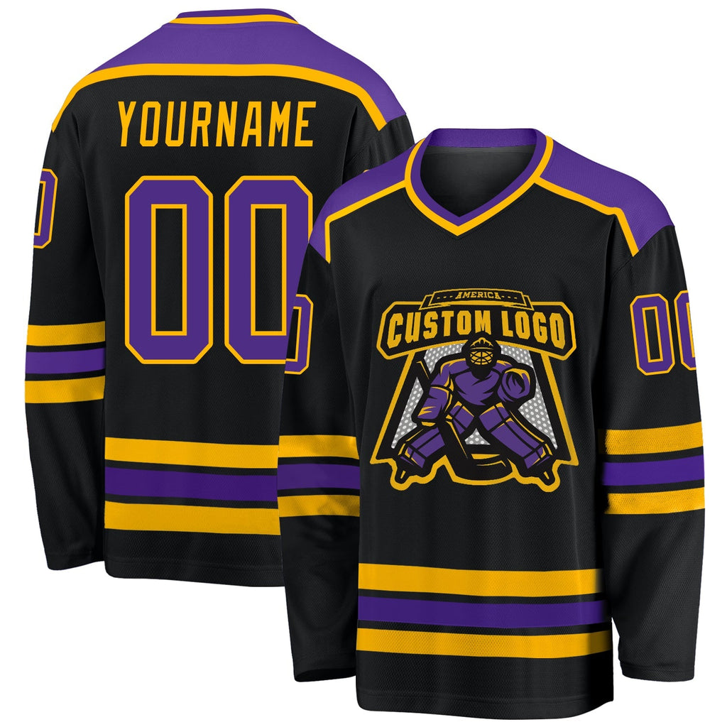 Custom Hockey Jersey - Black Purple-Gold product image 1