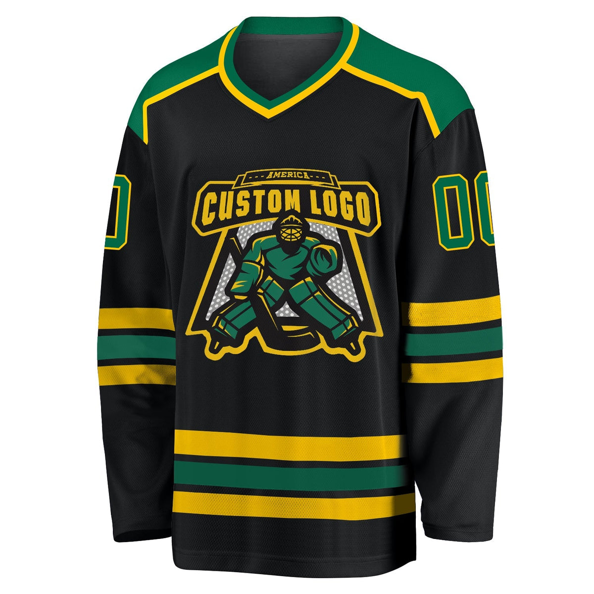 Custom Hockey Jersey - Black Kelly Green-Gold product image 2