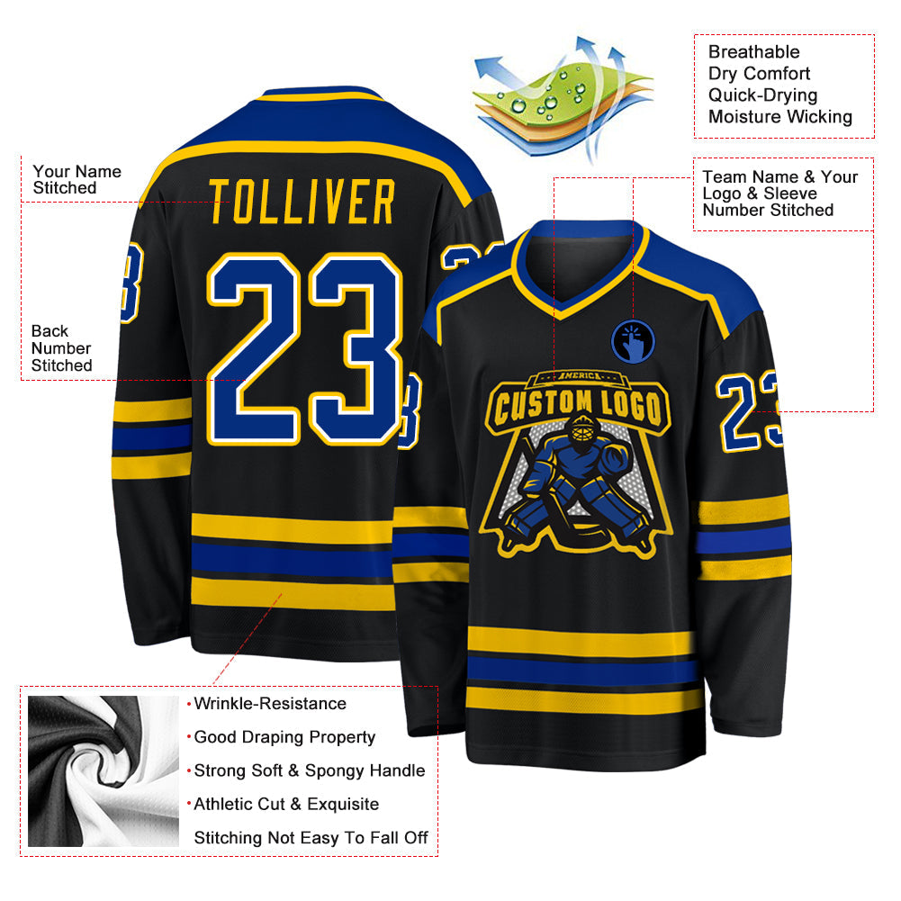Custom Hockey Jersey - Black Royal-Gold product image 3