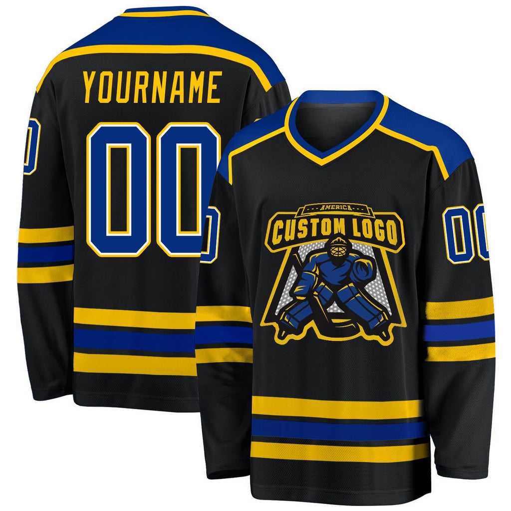 Custom Hockey Jersey - Black Royal-Gold product image 1