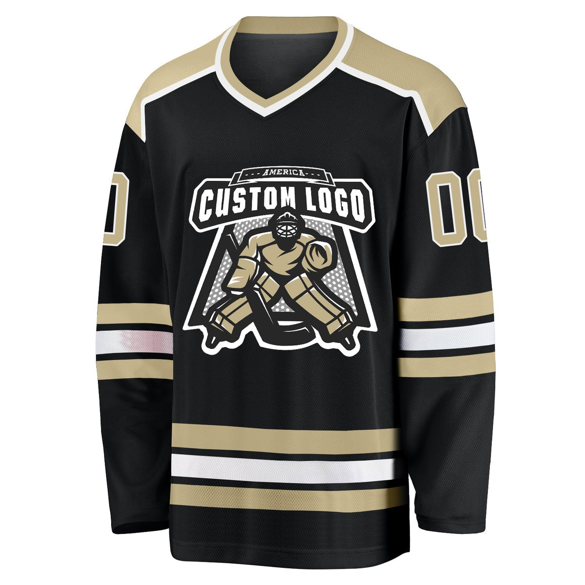 Custom Hockey Jersey - Black Vegas Gold-White product image 2