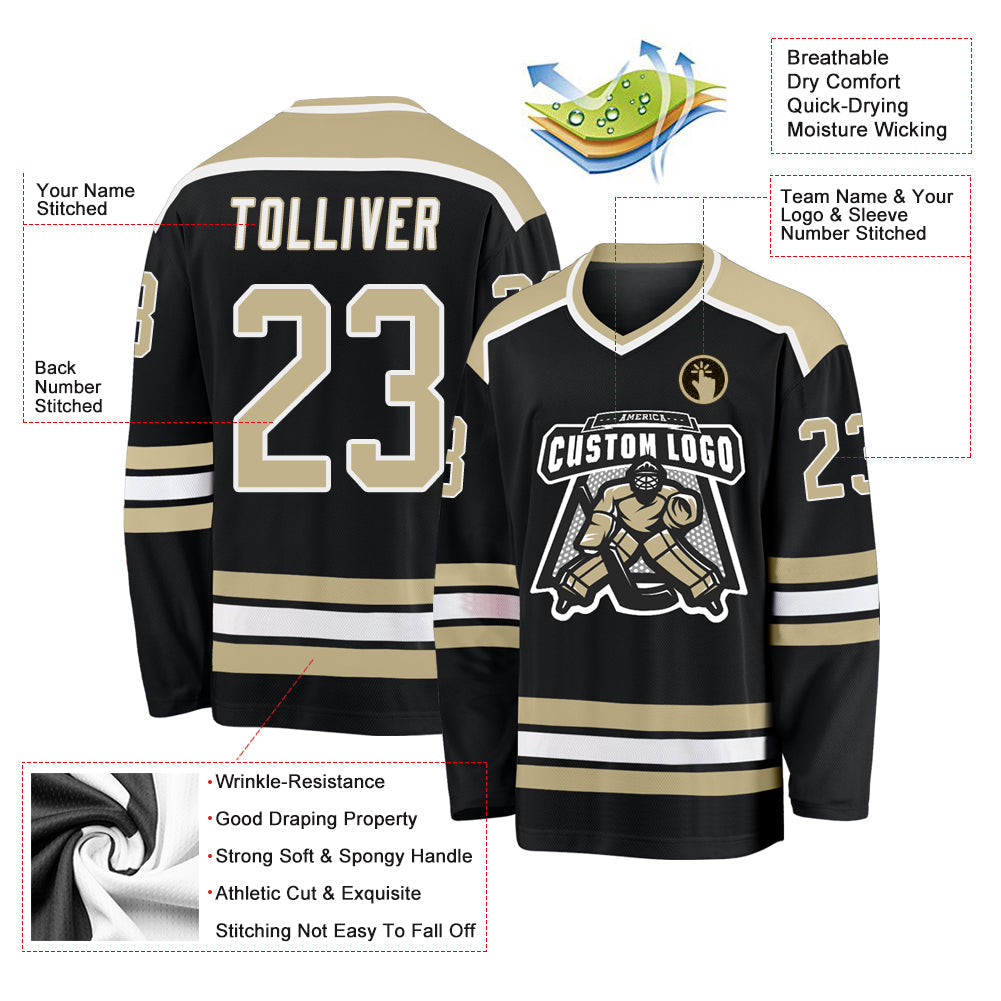 Custom Hockey Jersey - Black Vegas Gold-White product image 3
