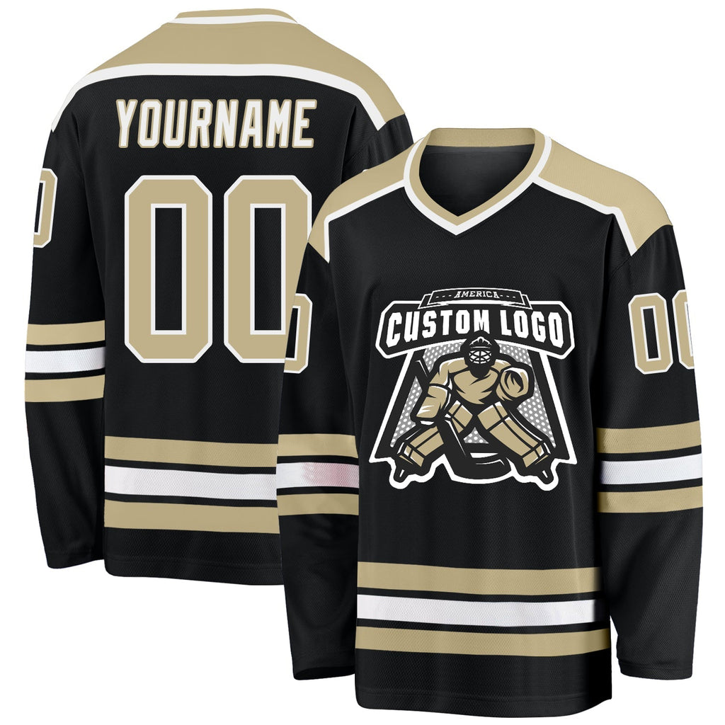 Custom Hockey Jersey - Black Vegas Gold-White product image 1