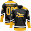 Custom Hockey Jersey - Black Gold-White Lace Neck product image 1