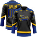 Custom Hockey Jersey - Black Royal-Yellow Lace Neck product image 1