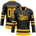 Custom Hockey Jersey - Black Gold Lace Neck product image 1