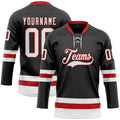 Custom Hockey Jersey - Black White-Red Lace Neck product image 1