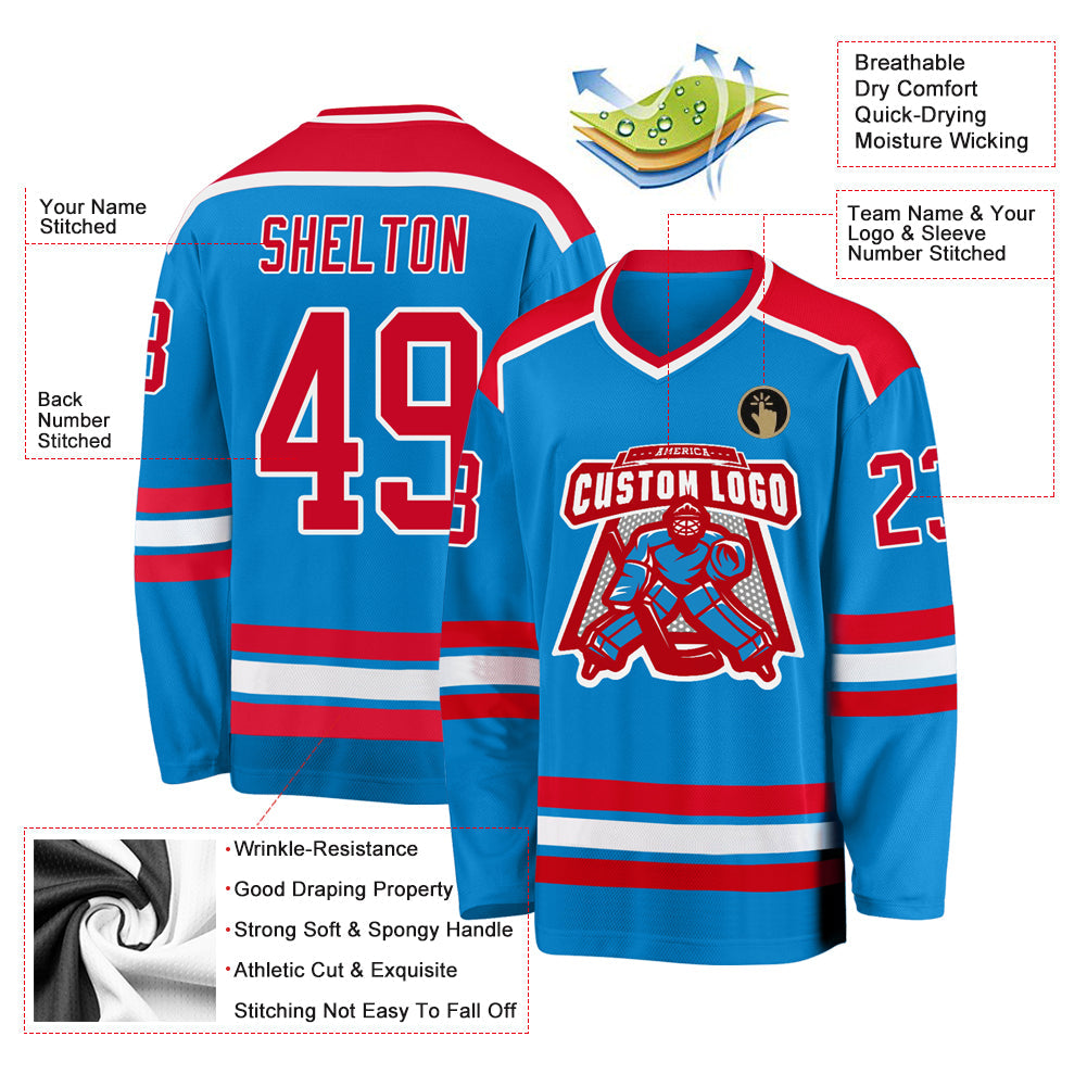 Custom Hockey Jersey - Blue Red-White product image 3