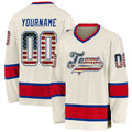 Custom Hockey Jersey - Cream Vintage USA Flag Royal-Red product image 1