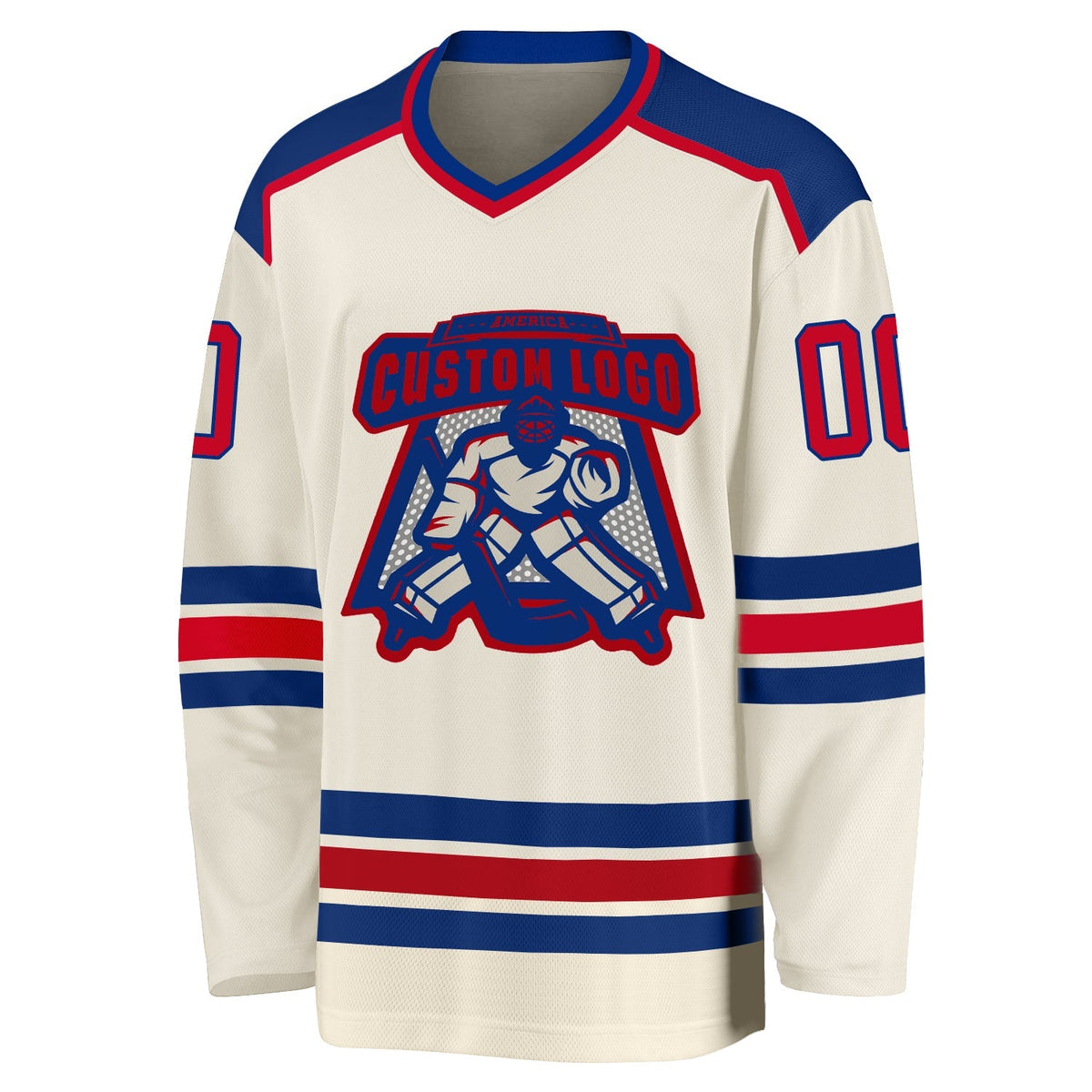 Custom Hockey Jersey - Cream Red-Royal product image 2
